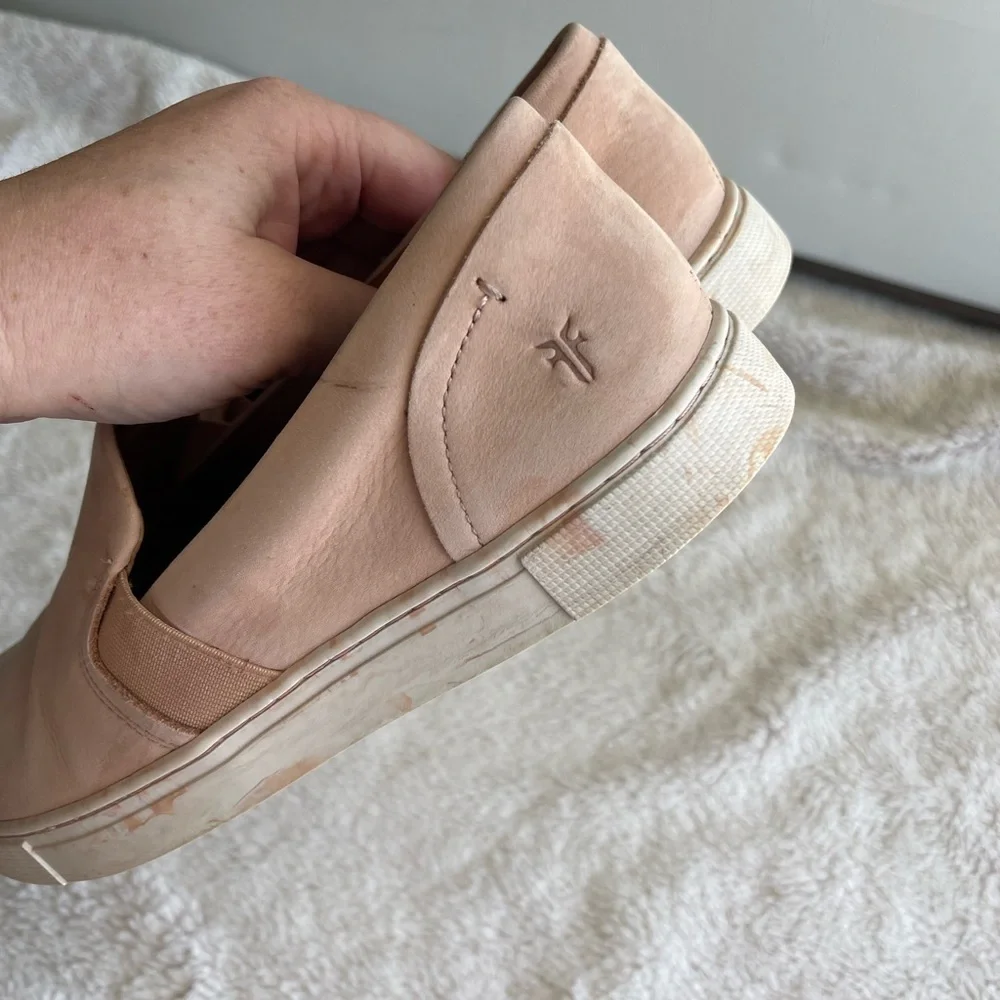 Frye Ivy pink leather slip on sneakers
